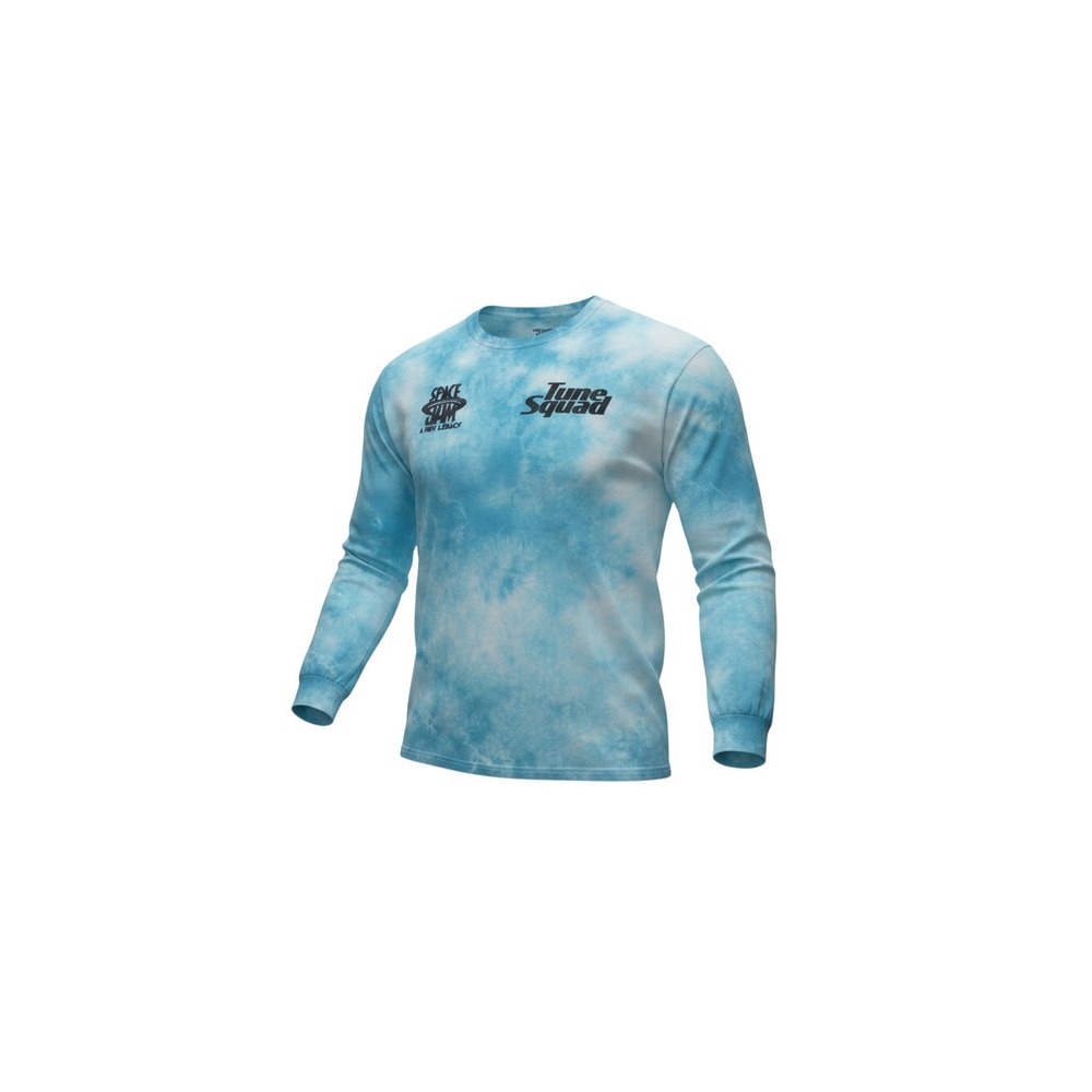 Space Jam T-Shirt Mens L Teal New Long Sleeve Tune Squad Tie Dye Graphic